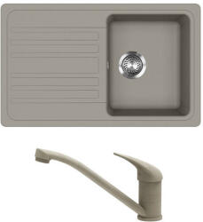 Evido Home 45S gránit mosogató, 765 x 460 mm platina + EVIDO PINGUIN álló gránit csaptelep, platina