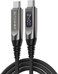 BlitzWolf BW-TC25 kábel extra erős bevonattal és digitális kijelzővel, gyorstöltéshez 240W - 1, 2m
