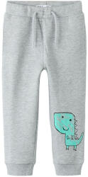 NAME IT Pantaloni trening băiat pufosi gri cu dinozaur, 92-122 gri (14B677)