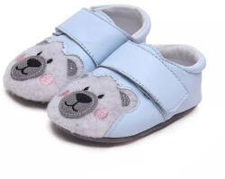 D. D. STEP pantofi din piele pentru băieți cu curele velcro albastru deschis (142026)