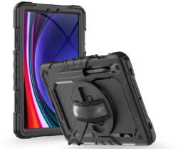 Tech-Protect Samsung X510/X516B Galaxy Tab S9 FE 10.9 ütésálló tablet tok 360 fokos védelemmel, 4H kijelzővédő üveggel - Tech-Protect Solid - fekete (ECO csomagolás) (TP606249)