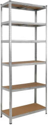 Dedra Fém raktári polc ezüst 6 MDF polc 90x40x224cm (N1415) (N1415)