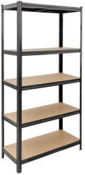 Dedra Fém raktári polc fekete, 5 MDF polccal, 90x40/180cm (N1411) (N1411)