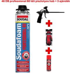  48 db SOUDAL Soudafoam Professional 60 téli purhab 750ml (pisztolyos) + 3 ajándék (108896-8897)