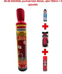  48 db SOUDAL purhab kézi Ablak, ajtó 750ml + 3 ajándék (103250-3251)