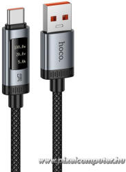  Fekete Hoco U148 digitális kijelzős USB-A - USB-C adatkábel (PD, 6A, 100W, 1, 2 m) (6942007668675)