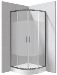 Deante Funkia Evo íves zuhanykabin 80x195 cm csík mintás átlátszó üveggel és akril zuhanytálcával, titánium profilszín KYPZDE88P (KYPZDE88P)
