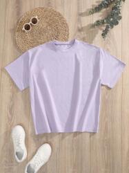 Shein Lila Klasszikus Rövid Ujjú Póló Shein Felirat Mintával 128-134