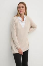 Pepe Jeans gyapjúkeverék pulóver ISELA V-NECK - bézs S