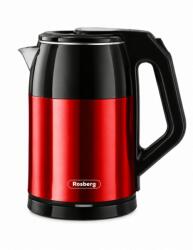 Rosberg R51230S, 1500 W, 1, 8 liter, 360°-ban forgó talp, Rozsdamentes acél, Metálpiros, Elektromos vízforraló (555R51230S) - electroaruhaz