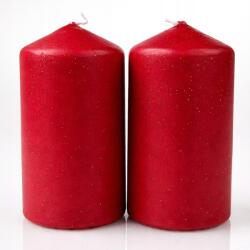 Kerzen Díszgyertya henger piros 2 db-os csomag, 10 cm, Ø 5, 7 cm, 28 órás égés (4068395020337)