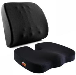 Linomag Set 2 Perne Ortopedice Linomag®, Perna sezut si Perna lombara, din Spuma cu memorie, Negru inchis (poset3)