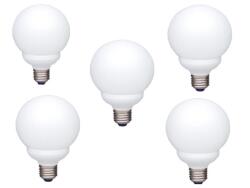 Panasonic SET 5 becuri fluorescent Panasonic, soclu E27, putere 13W, forma sferic, lumina alb calda, alimentare 220 - 240 V, EFG13E282V-5 (timbru verde 2.25 lei) (EFG13E282V-5)