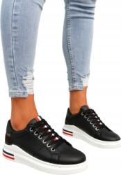 Seastar Női Bőr Félcipők Lapos Tornacipő Sportos Fekete méret 36 (J2185-1 czarne sportowe sneakersy platformie)
