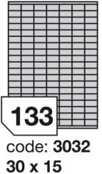  Matt Univerzális Papír Öntapadós Etikett Címke 133 db 30x15 mm / A4 íven (100 ív) (ORE-3032)