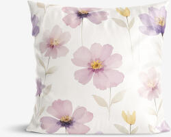 Goldea față de pernă din bumbac satinat - flori violete 50 x 70 cm