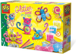 SES Creative Set copii de creat animale din plastilina cu accesorii si sclipici (00417)