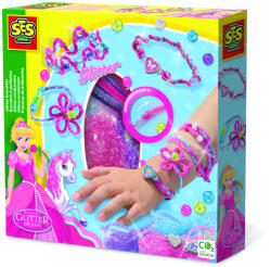 SES Creative Set creativ pentru copii - Bratari cu margele, sclipici si accesorii decorative (14128)