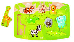 Hape Puzzle din lemn cu butoni - Animale din Jungla (E1405A) Puzzle