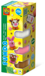 SES Creative Plastilina colorata vegana FunDo - Animale de la ferma (3 x 90 gr - 1 x 40 gr) (00811)