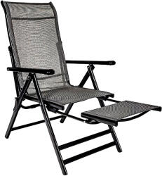  Scaun si sezlong pliabil 2 in 1 pentru gradina, cu suport pentru picioare, reglabil in 5 pozitii, 53x70x107 cm, gri (GO-L66E5)