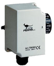 Perry Electric Csőtermosztát 30-90°C, 16A 250 V AC, hiszterézis 4°C