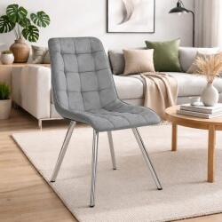 ARTOOL Scaun bucatarie/living, Artool, Cieza, catifea gri deschis, picioare metal argintiu, 49x60x87 cm (4213_1)