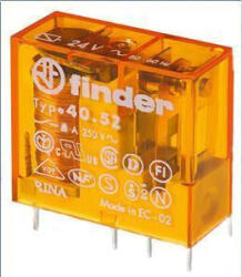 Finder Miniatűr printrelé, 2 váltóérintkező, 8A sárga 24VAC (FINDER)