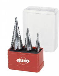 RUKO Lépcsősfúró készlet 3 részes, 4-12mm, 4-20mm, 4-30mm, HSS