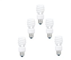 Panasonic SET 5 becuri fluorescent Panasonic, soclu E27, putere 22W, forma spirala, lumina alb calda, alimentare 220 - 240 V, EFD22E27HD3E-5 (timbru verde 2.25 lei) (EFD22E27HD3E-5) - pc-ieftin