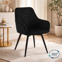 ARTOOL Scaun stil fotoliu bucatarie/living, Artool, Nana, rotativ, catifea neagra, picioare metal negru, 56x61x83.5 cm (3967_1)