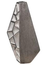 „Futurisztikus mozaik - Ezüstszínű kerámia váza geometrikus mintával - 36 cm (47494)