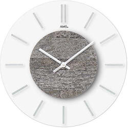 AMS Modern design üveg AMS falióra fém és természetes kő utánzatú betéttel - 30 cm (ams9662)