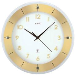 AMS Rádióvezérelt, arany színű üveg AMS falióra csiszolt alumínium krómozott díszítéssel - 31 cm (ams5850)