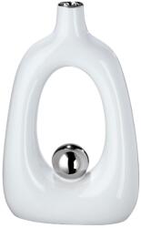  „Modern Harmónia - Fehér kerámia váza krómozott gömbbel - 30 cm (47278)