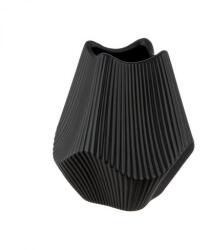  „Lamellen modern fekete kerámia váza elegáns, redőzött dizájnnal - 18 cm (55379)