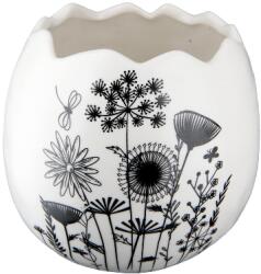  „Wiesenzauber fehér, fekete mintás porcelán váza - 11 cm (51625)