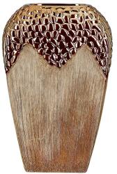  „Lausanne exkluzív matt fa hatású barna és fényes bronz színekben pompázó modern kerámia váza - 29 cm (33008)