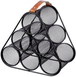  Modern megjelenésű exkluzív 6 palackos fém italtartó bőr fogantyúval - 28 cm (60207)