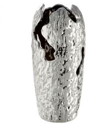  Strukturált ezüstszínű, kerámia váza - 27 cm (34795)