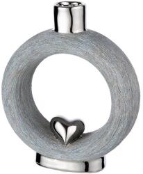  „Love kerámia váza ezüst színben, matt és fényes felülettel, szívvel díszítve - 20 cm (32477)