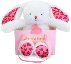 Doudou Iepuras din plus moale "Te Iubesc" in punga cadou - 25 cm (DC4372)