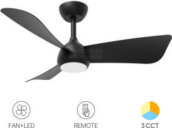 Braytron Ventilátor, mennyezeti csillárventilátor távirányítóval, CCT 18+30W fekete fém (BR-BH85-00221)