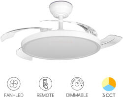 Braytron Ventilátor + LED lámpa távirányítóval, dimmelhető CCT 32+30W fehér (BR-BH85-00300)