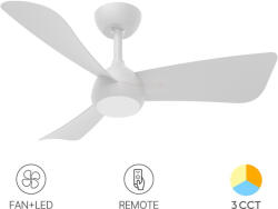 Braytron Ventilátor, mennyezeti csillárventilátor távirányítóval, CCT 18+30W fehér fém (BR-BH85-00220)