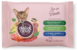 Delickcious teljes értékű macskaeledel alutasak válogatás 4x85g
