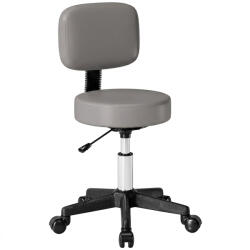 HOMCOM Taburet masaj cu roți, reglabil pe înălțime, pivotant, cu spătar ergonomic, gri | Aosom Romania (503-023V00GY)