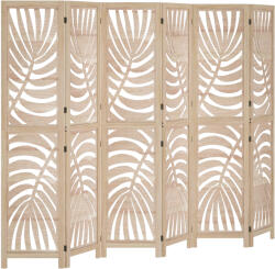 HomCom Paravan interior din lemn 6 panouri 240 x 170 cm, pliabil și portabil, model frunză, design detașabil, lemn natural | Aosom Romania (830-963V02ND)