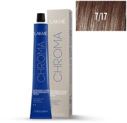 LAKMÉ COSMETICS Vopsea permanenta fara amoniac 7/17 blond mediu cenusiu rece Chroma 60ml (8429421171717)