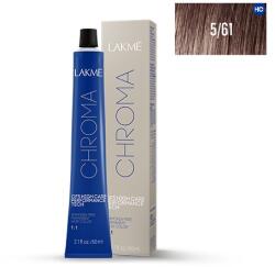 LAKMÉ COSMETICS Vopsea permanenta fara amoniac 5/61 saten deschis castaniu cenusiu Chroma 60ml (8429421156110)